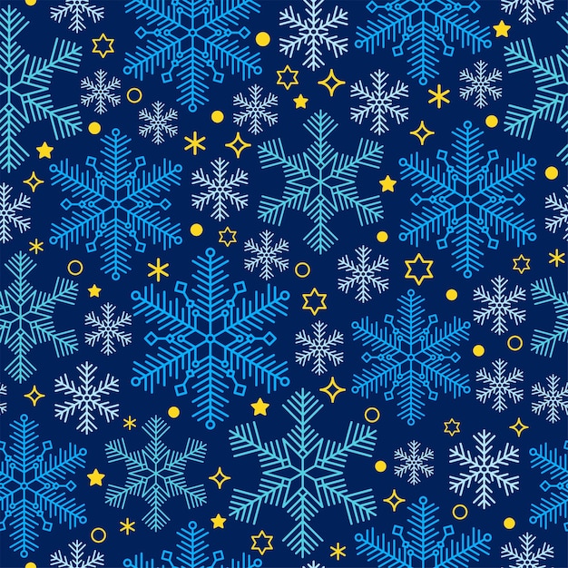 Seamless pattern with snowflakes on deep blue background. winter vector design for fabric, textile, wallpaper, package design.