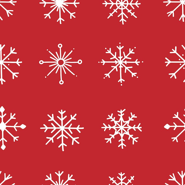 Seamless pattern with snowflakes on a red background Vector winter illustration background