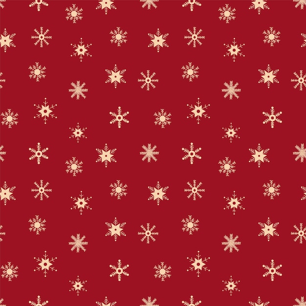 赤い背景に雪片とのシームレスなパターン