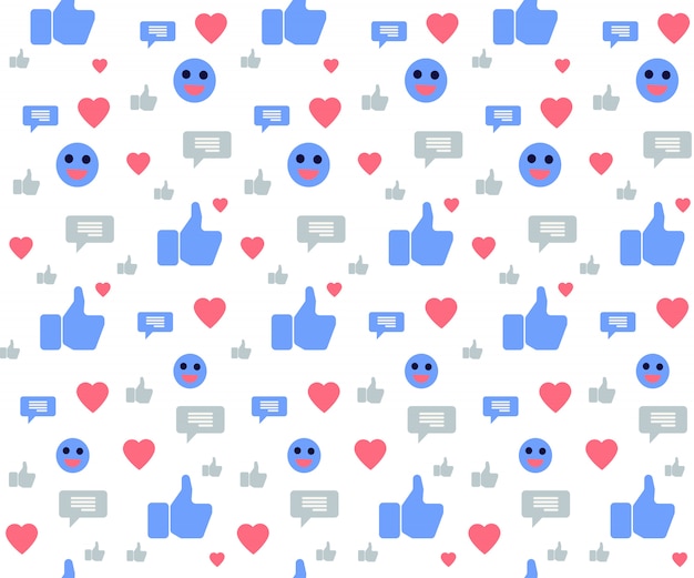 Seamless pattern with social media icons on white