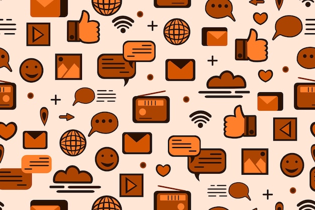 Vector seamless pattern with social media and networking for wallpaper and background