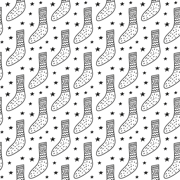 Seamless pattern with socks and stars