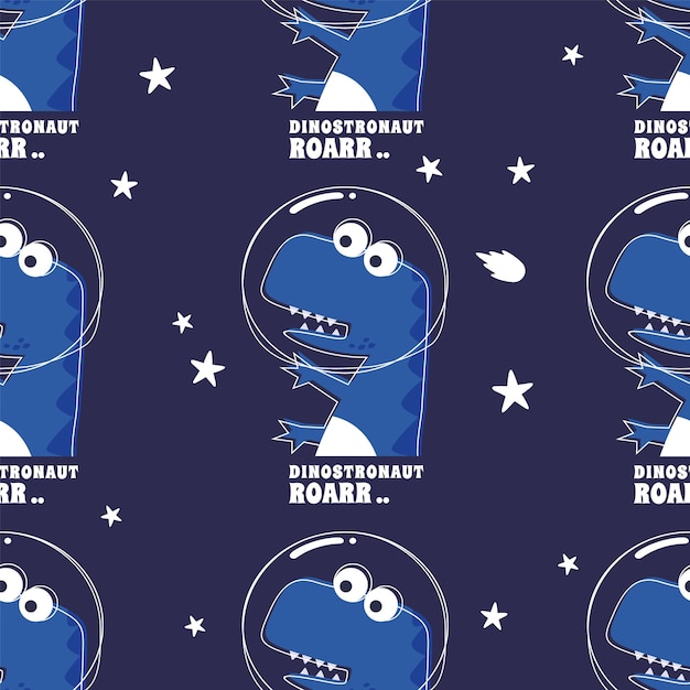 Seamless pattern with Space dinosaur Cute dinosaur pattern for fabric baby clothes background