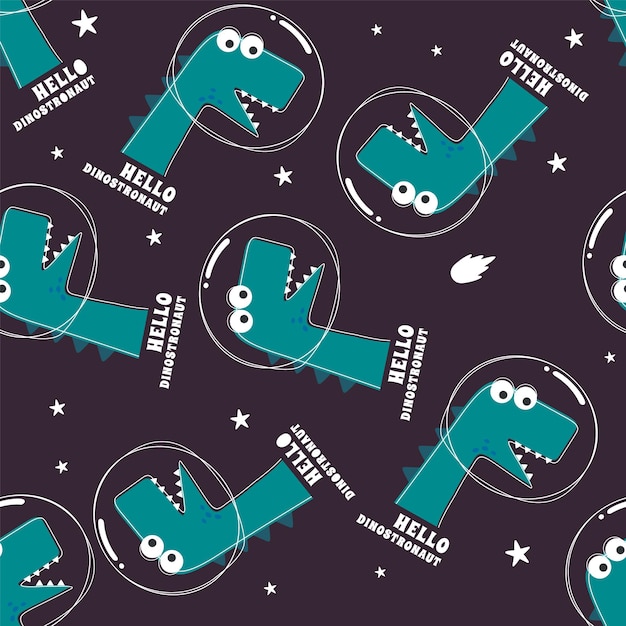 Seamless pattern with Space dinosaur Cute dinosaur pattern for fabric baby clothes background