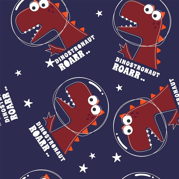 Vector seamless pattern with space dinosaur cute dinosaur pattern for fabric baby clothes