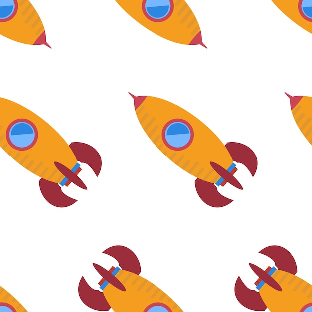 Seamless pattern with space rocket. Vector illustration.