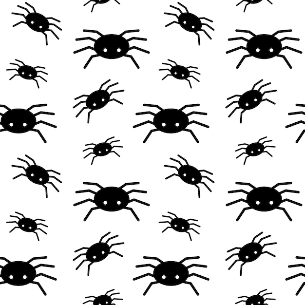 벡터 거미와 원활한 패턴 흑백 벡터 일러스트 곤충과 배경