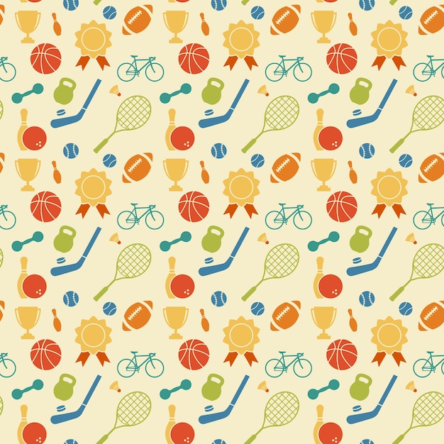 Seamless pattern with sport icons Vector illustration