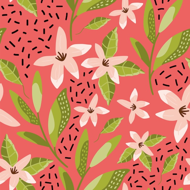 Seamless pattern with spring flower.