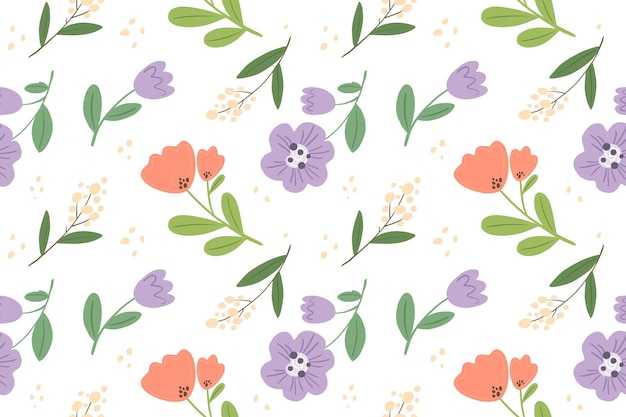 콜라주 포장지 커버에 좋은 봄 꽃 벡터 일러스트와 함께 완벽 한 패턴