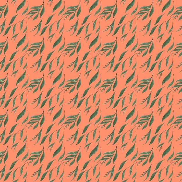 Seamless pattern with spring leaves Botanical background Green pattern for wallpaper or fabric