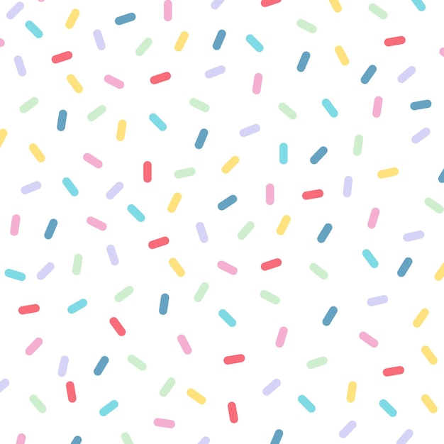 A seamless pattern with sprinkles on a white background.