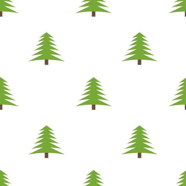 Seamless pattern with spruces on white background. Vector illustration