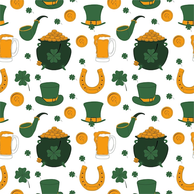 Seamless pattern with st. patrick's day. st. patrick's day vector design elements set.