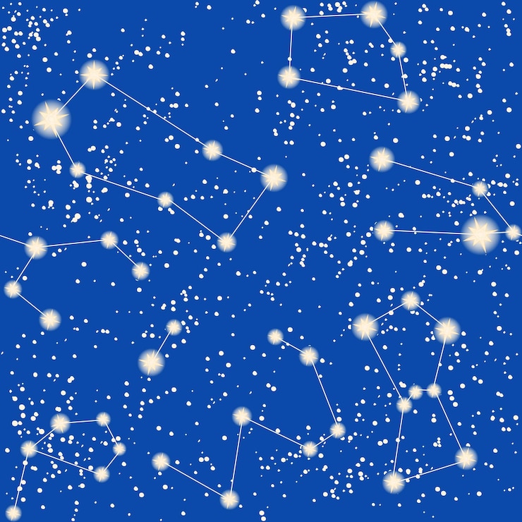 Vector seamless pattern with stars and constellations