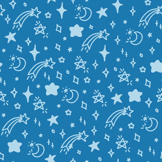 Seamless pattern with stars and moons