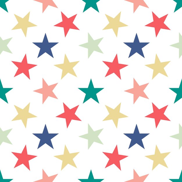 Vector seamless pattern with stars on white background.