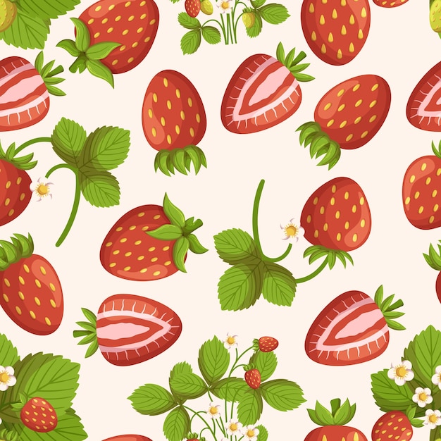 Seamless Pattern With Strawberries Beautiful Repeating Design Featuring Ripe And Juicy Strawberries Perfect For Fabric