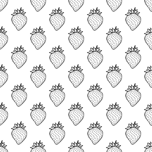 ベクトル ストロベリー・ドゥードル (strawberry doodle) を用いたシームレス・パターン (seamless pattern) を装飾印刷用の包装紙グリーティングカード壁紙織物に使用する