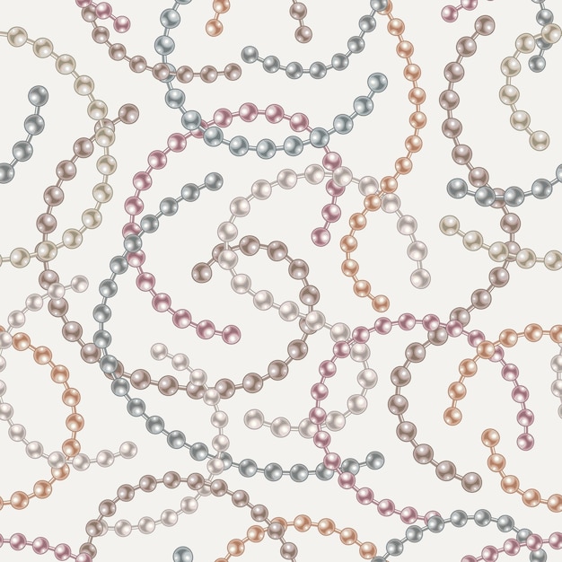 Seamless pattern with strings of white pearls