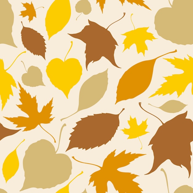 Seamless pattern with stylized silhouette leaves