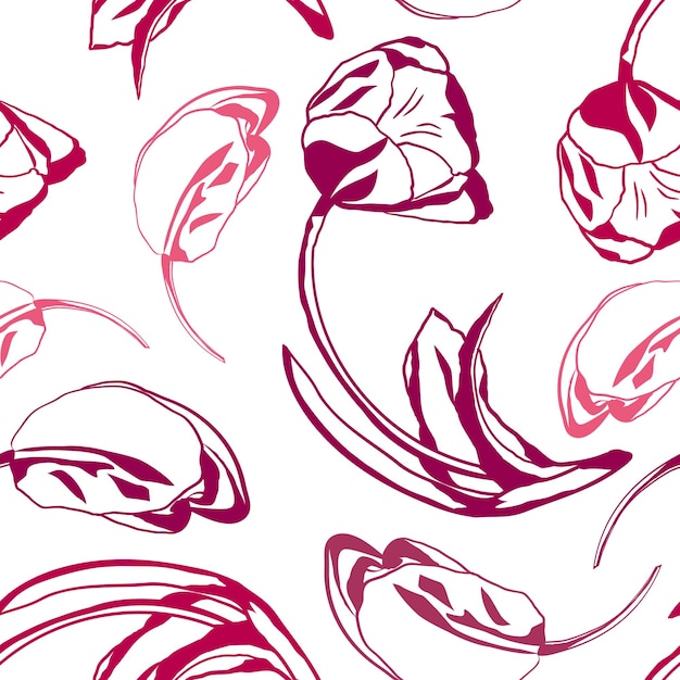 Бесшовный узор со стилизованными тюльпанами Монохромная векторная иллюстрация