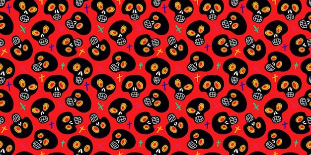 Seamless pattern with sugar skulls