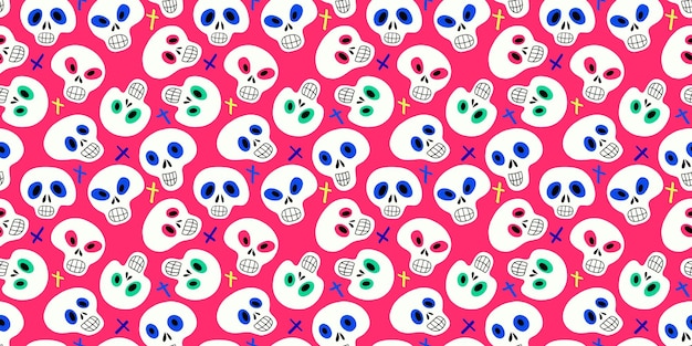 Seamless pattern with sugar skulls