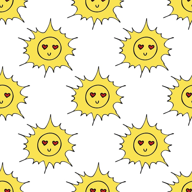 Seamless pattern with sun doodle for decorative print wrapping paper greeting cards wallpaper and fabric