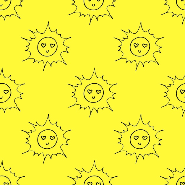 Seamless pattern with sun doodle for decorative print wrapping paper greeting cards wallpaper and fabric