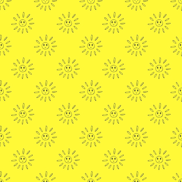 Vector seamless pattern with sun doodle for decorative print wrapping paper greeting cards wallpaper and fabric