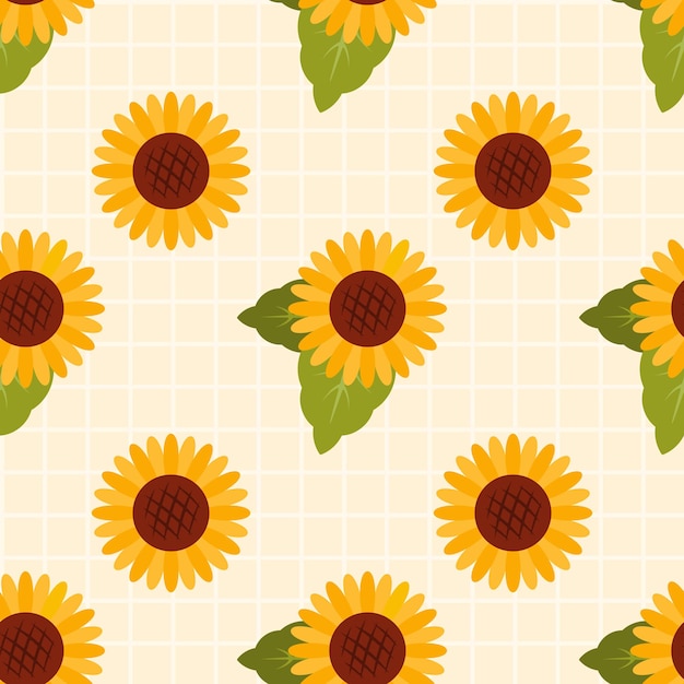 Seamless pattern with sunflowers Botanical background Cottage core illustration