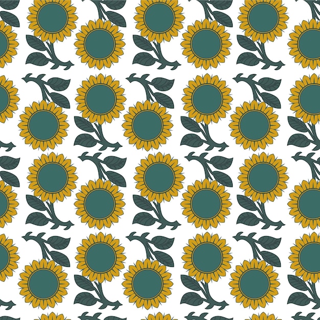 Vector seamless pattern with sunflowers on white background vector illustration