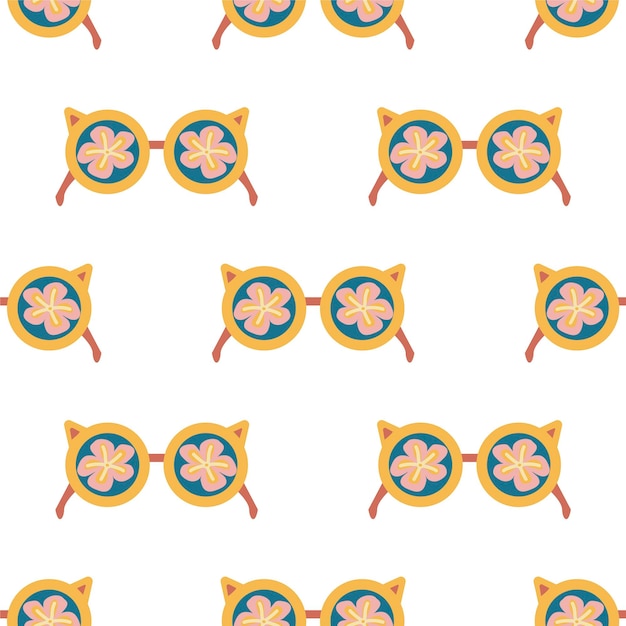 Seamless pattern with sunglasses Retro summer background