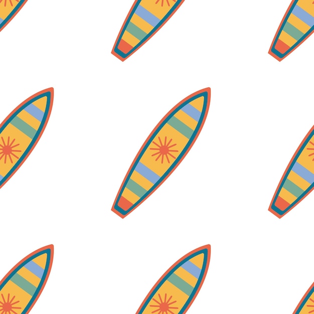 Seamless pattern with surfboards travel background