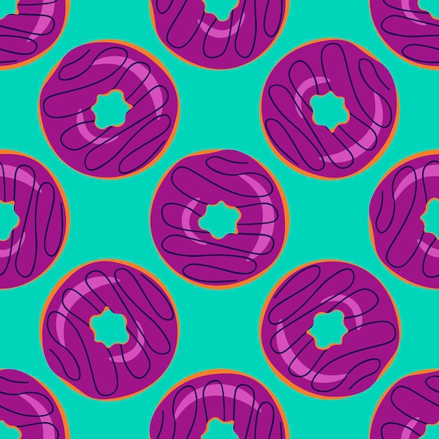 Seamless pattern with sweet donuts.