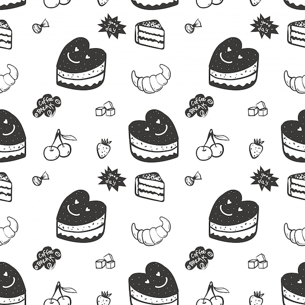 Vector seamless pattern with sweets