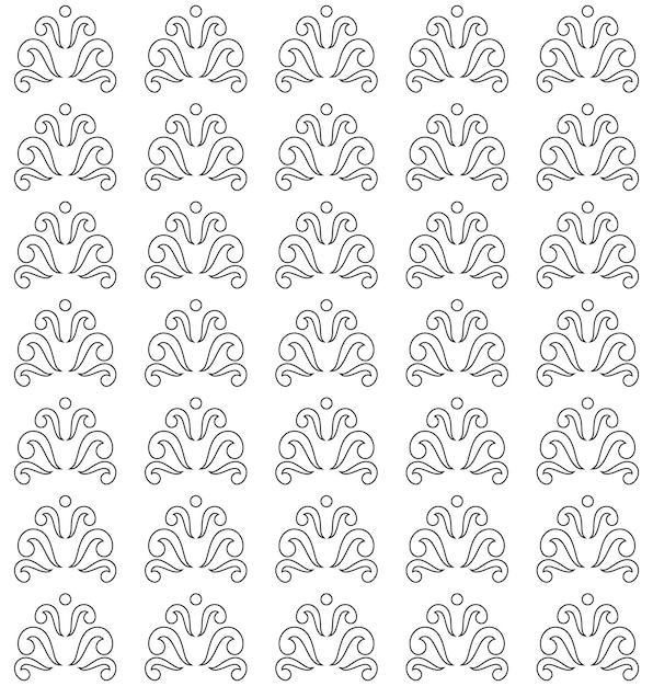 Seamless pattern with swirls abstract floral background in black and white retro classic style