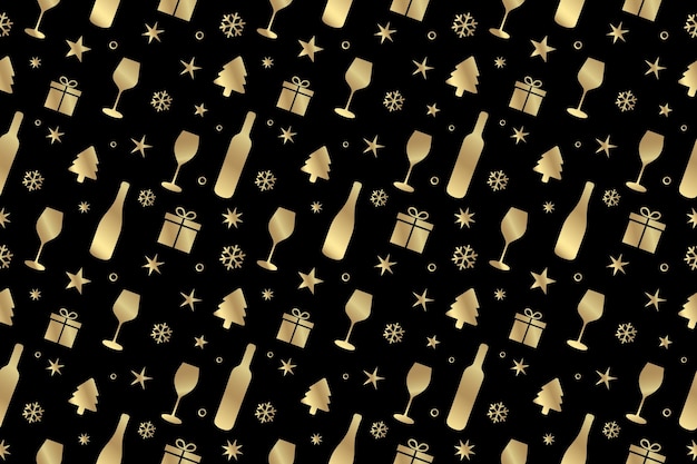 Seamless pattern with symbols of wine and Christmas holidays