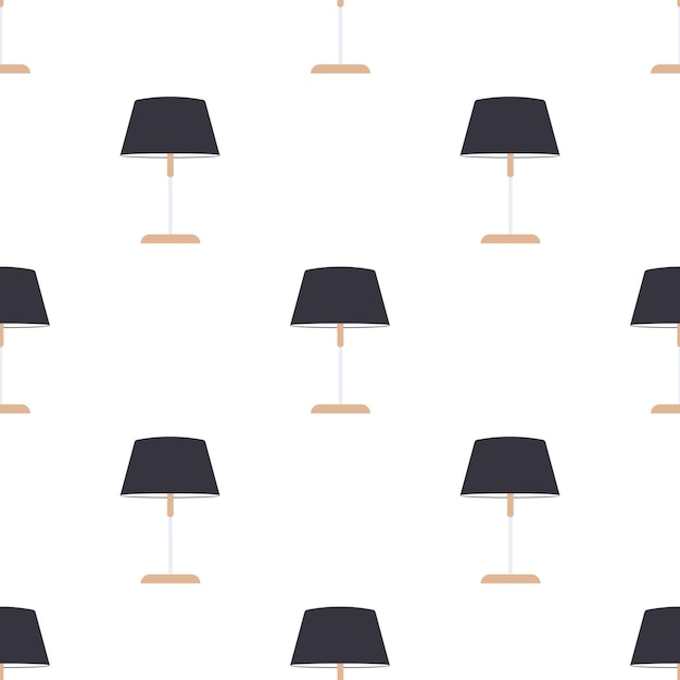 Seamless pattern with a table lamp. Suitable for backgrounds, postcards, and wrapping paper. Vector.