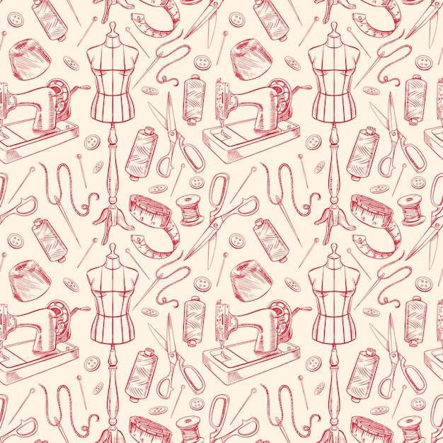 seamless pattern with tailoring equipment