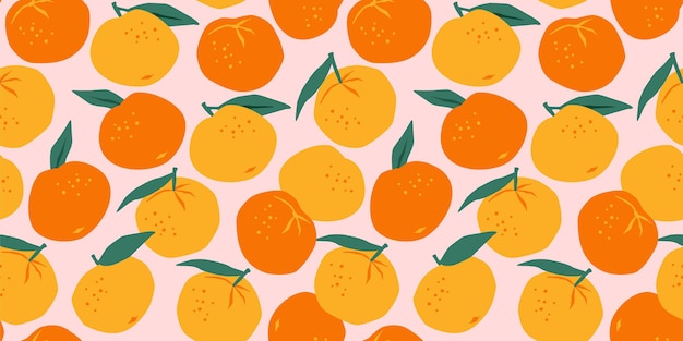 Seamless pattern with tangerines and oranges