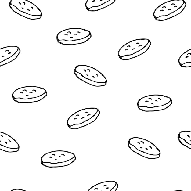 Seamless pattern with tasty cookies on white background