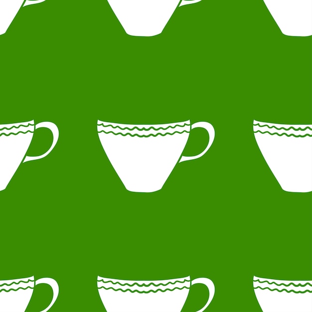 Seamless pattern with tea cups