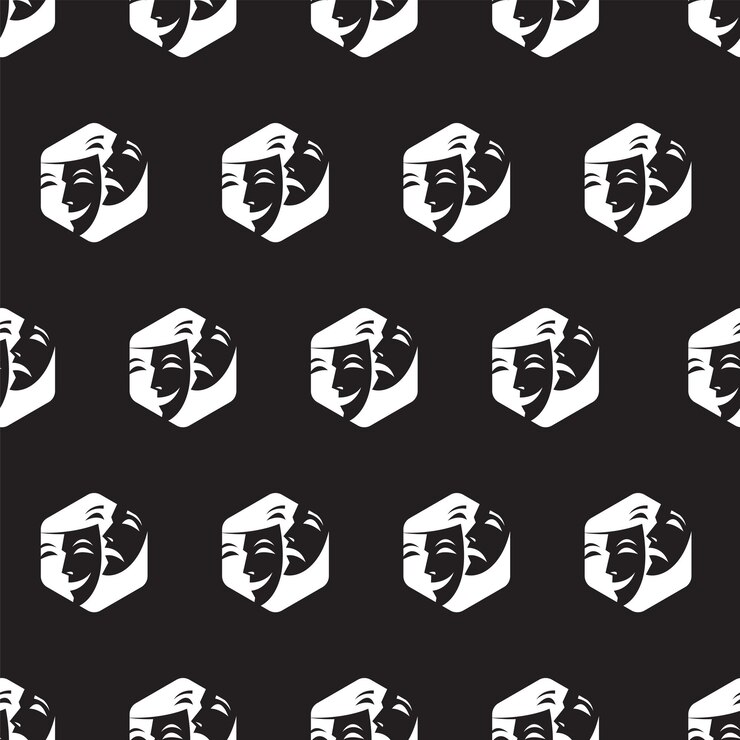 Vector seamless pattern with theatrical masks