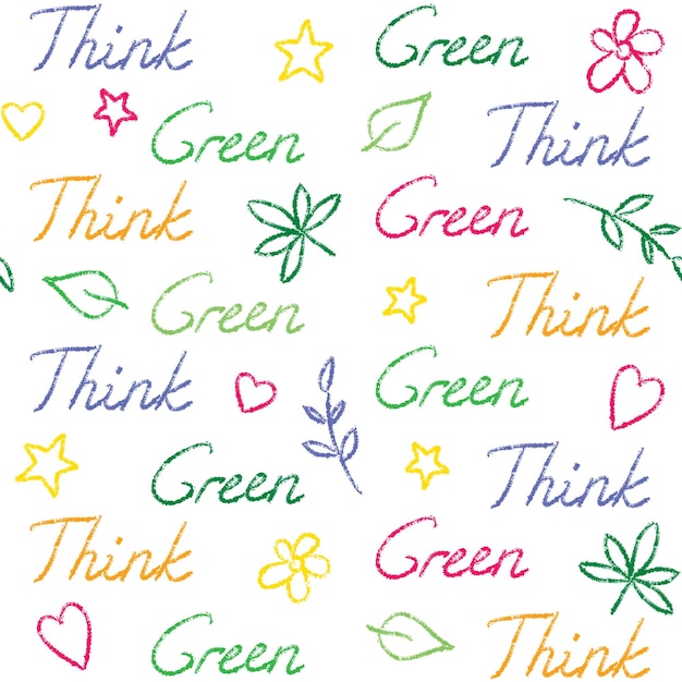 Бесшовный рисунок с текстом think green