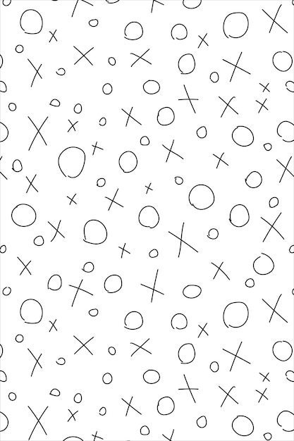 Seamless pattern with tictactoe on white background