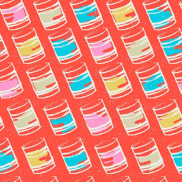 Seamless pattern with tin cans in pop art style on a light background for crafts tote bag home decor Retro