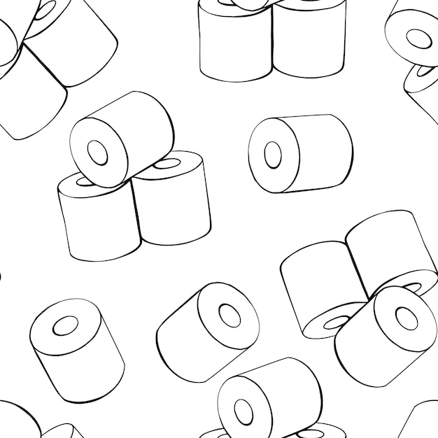 Бесшовный узор с туалетной бумагой на белом фоне Векторная иллюстрация