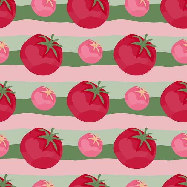 Seamless pattern with tomato Organic vegetable wallpaper